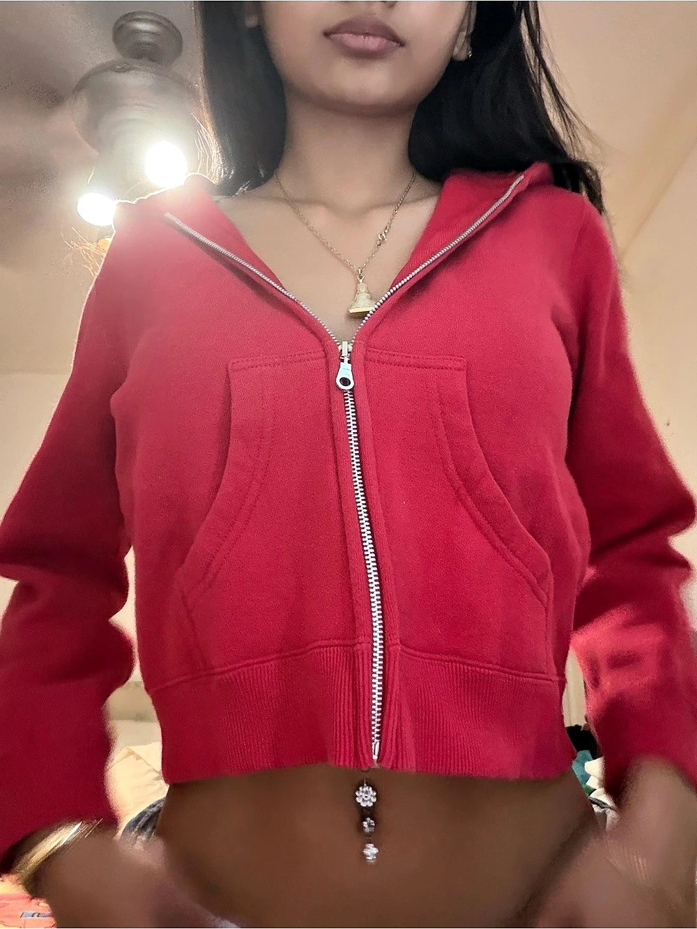 Roxy Red Zip-Up Hoodie Size Small